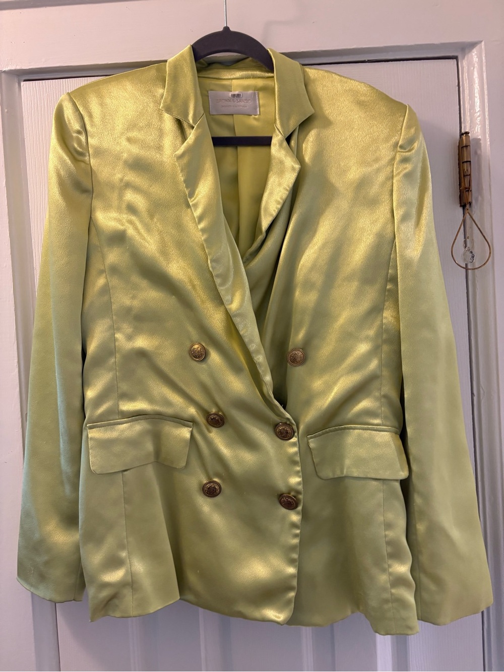 Bronx and Banco Double-Breasted Blazer in Light Lime